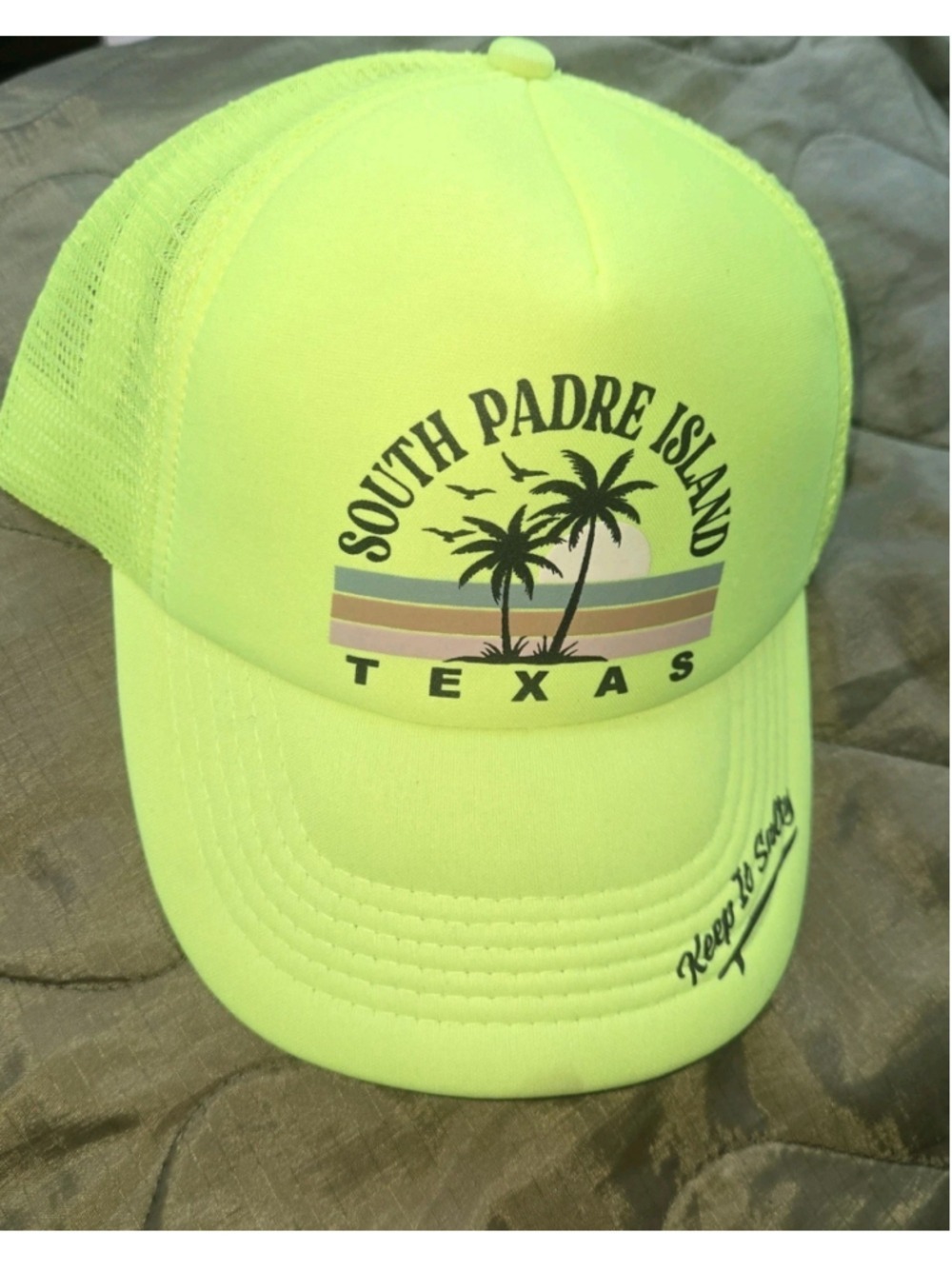 Vintage South Padre Island Snapback Hat Cap 90's Texas Palm Trees Sun
